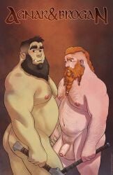 2boys ass balls bara bbm beard belly black_hair bruteandbrawn chubby chubby_male colored comic comic_cover comic_page facial_hair gay ginger green_body green_skin hairy hairy_arms hairy_belly hairy_chest hairy_legs hairy_male highres human human_on_orc looking_at_viewer male male/male male_only muscles muscular muscular_male nipples nude nude_male nudity orc orc_male orc_on_human original_character patreon_username penis pubic_hair standing teeth white_body white_skin yaoi