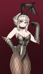 1girls absurdres alternate_costume alternate_hairstyle animal_ears armwear bare_shoulders black_choker breasts bunny_ears bunny_tail bunnysuit captain_kirb choker cleavage closed_mouth commission elbow_gloves eyelashes fake_animal_ears female female_only fire_emblem fire_emblem_heroes fishnet_legwear fishnet_pantyhose fishnets gloves grey_hair hair_ornament hand_on_hip highres leotard looking_at_viewer medium_breasts nintendo official_alternate_hair_length official_alternate_hairstyle pantyhose playboy_bunny rabbit_ears rabbit_tail red_background red_eyes short_hair short_hair_with_long_locks silver_hair simple_background solo tail thick_thighs veronica_(fire_emblem) veronica_(princess_rising)_(fire_emblem) white_hair wrist_cuffs