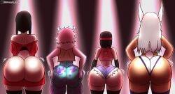 ashido_mina ass_focus ass_grab boruto:_naruto_next_generations crossover mina_ashido mirko multiple_girls my_hero_academia naruto_(series) sarada_uchiha spy_x_family tagme yor_briar