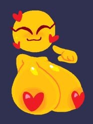 1girls ^w^ big_boobs big_breasts big_tits boobs breasts closed_eyes emoji emoji_(race) floating_hands floating_head heart jjoyplus nipple_stickers no_outlines tits wholesome yellow_body yellow_skin