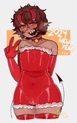 ass big_ass breath breath_cloud brown_hair bulge bulge_through_clothing christmas demon demon_(uh_demon) demon_boy demon_horns demon_tail elf_ears fangs femboy femboysub glasses gloves horns jingle_bell latex latex_clothing latex_gloves latex_stockings latex_suit latex_thighhighs male new_year new_year_2024 penis sharp_teeth shiny shoulders smile smug sweat tan_body tan_skin thick_ass thick_thighs thigh thighhighs thighs tight_clothing tight_fit twitter_user_oc uh_demon yellow_eyes