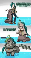 anthro chabble clodsire elite_four english_text fusion green_hair ground_type long_hair poison_type pokemon pokemon_(species) pokemon_sv rika_(pokemon) shortstack shortstackification synchro_machine text transformation transformation_sequence