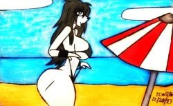 1girls albino ass beach big_ass big_breasts big_butt bikini bikini_bottom bikini_top black_hair bottom_heavy busty emo female female_only goth goth_girl i_can't_sleep nia_(i_can't_sleep) ocean smile solo solo_female spiky_hair theloanwanderer216 thick thick_ass thick_thighs thighs thunder_thighs traditional_media_(artwork) water white_body white_skin