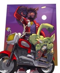 ammut_(vaughan) anthro cum cum_inside feline female female_protagonist freedom_planet freedom_planet_2 from_behind heart-shaped_pupils kapri male motorcycle oc vaughan_vic vehicle video_games wildcat