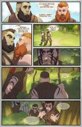 bara bbm beard bruteandbrawn colored comic comic_page dialogue facial_hair gay ginger green_body green_skin highres human human_on_orc male male/male male_only orc orc_male orc_on_human original_character patreon_username teeth white_body white_skin yaoi