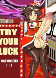 bangs biting_lip biting_own_lip brown_hair brunette-haired_female brunette_female brunette_futa brunette_hair casino crash_zoom futa_only futanari hand_on_sign jodie jodie_(crash_zoom) legs_together massive_penis pantyhose playing_cards poker_chips red_eyes sign slot_machine slot_machines stewardess stewardess_uniform teeth teeth_clenched teeth_showing teeth_visible veiny_penis