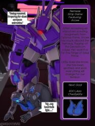 2026 3d 3d_(artwork) 3d_render arcee arcee_(prime) big_breasts cybertronian female male mengsk purple_body red_eyes robot robot_girl shockwave strip_game thick_thighs transformers