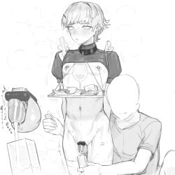 blush chastity_cage chastity_device clothed_male_nude_male collar collar_ring cum_in_chastity cum_in_cup cum_in_glass cum_on_command cum_while_chaste drinking_cum ear_piercing earrings embarrassed embarrassed_male exhibitionism faceless_character faceless_male femboy fit fit_male forced_exposure forced_orgasm functionally_nude functionally_nude_male gay gay_male girly hairless hairless_balls hidden_sex_toy hip_lines human_furniture humiliation kinky maid_outfit male male_only maledom malesub money nipple_piercing nipple_ring nipple_rings nipples pice1234 prostitution remote_control servant serving_tray sex_worker shrug_(clothing) twink waiter waiter_tray yaoi
