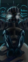 1boy aquatic-like_organism bacteria bedroom black_penis black_skin blackholegrl_(artist) calling_you_handsome cells_at_work cock cocks dialogue diphallia diphallism dripping_penis dripping_precum from_above gay grinning hataraku_saibou imminent_anal_penetration imminent_anal_sex imminent_gay_sex imminent_sex implied_interspecies implied_yaoi interspecies looking_at_partner looking_at_viewer looking_down male non-human non-human_body odd_body odd_eyes pov room_background sharp_teeth smiling_at_viewer straddling two-tone_body two_cocks unknown_pathogen_(hataraku_saibou) yaoi