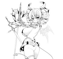 :) absurd_res armor armored_female ass bb/bj bbbj black_and_white blus boojizz curvy demon demon_girl demon_tail demon_wings drill_hair earrings embarrassed fat_ass female female_only huge_breasts konami labrynth_of_the_silver_castle lady_labrynth_of_the_silver_castle large_ass large_breasts looking_at_viewer lovely_labrynth_of_the_silver_castle monochrome no_bra no_underwear pointy_ears pose princess queen rear_view seductive_smile semi_nude sideboob smile solo standing sword thighs twin_drills twintails weapon wings woman yu-gi-oh!