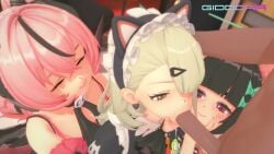 1boy 3d 3d_animation 3girls angels_of_delusion animated aria_(discordant_note)_(zenless_zone_zero) aria_(zenless_zone_zero) aria_(zenless_zone_zero)_(human_form) assisted_fellatio being_watched black_hair blowjob blue_eyes cat_ears clothed clothed_female clothed_female_nude_male clothing dark-skinned_male dark_skin deepthroat fake_animal_ears fellatio fffm_foursome forced_oral foursome giddora halo hand_on_head koikatsu light-skinned_female light_skin loop maid maid_headdress maid_uniform medium_hair nangong_yu_(zenless_zone_zero) nude nude_male pink_hair rape red_eyes self_upload shorter_than_30_seconds side_ponytail sound sunna_(afternoon_tea_break)_(zenless_zone_zero) sunna_(zenless_zone_zero) two-tone_hair uncensored video younger_female zenless_zone_zero