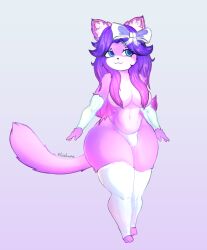 1futa anthro furry furry_female futanari latex lexitawa long_hair medium_breasts purple_fur render semi_nude thick_thighs