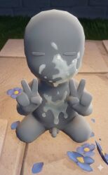 1boy adorable bald chibi cum cum_on_body cum_on_face cumshot cumshot_on_face cute cute_penis expressionless faceless femboy gay grey_skin male male/male naked nude nude_male peace_sign sky:_children_of_the_light sky_children_of_the_light sky_cotl skykid small_penis thatgamecompany tiny_penis