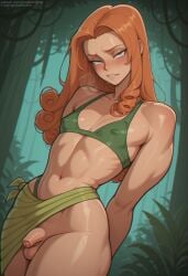1boy abs ai_generated athletic big_ass bikini blush bubble_butt commentary_request commission curly_hair detailed_background drooling elygordan elygordanart exaggerated_anatomy femboy forest from_side green_bikini green_eyes hand_on_penis huge_ass huge_breasts hyper_muscles hyper_proportions izzy_(tdi) izzy_(total_drama) jungle long_hair looking_at_viewer micro_penis muscular muscular_femboy oiled_skin orange_hair outdoors patreon patreon_request patreon_username pixiv pixiv_commission precum presenting_penis request requested saliva_trail seductive_smile shiny_skin skirt small_penis solo standing sweat thick_lips thick_thighs tiny_penis total_drama_island twitter wide_hips wrap_skirt
