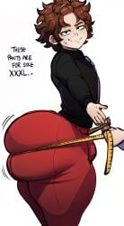 1boy 1femboy 2d 2d_(artwork) ass big_ass big_balls big_belly big_butt big_muscles big_nipples big_penis big_thighs black_eyes blackwhiplash blackwhiplashverse blush bottom_heavy bottom_heavy_femboy bottom_heavy_male brown_hair bwl day dialog dialogue dylan_roberts english english_dialogue english_text exhibitionist fat_ass fat_butt femboy femboy_only freckled_butt freckled_face freckled_legs freckled_skin freckled_thighs freckles freckles_on_ass freckles_on_breasts freckles_on_face gigantic_ass gigantic_butt gigantic_legs gigantic_thighs hourglass hourglass_body hourglass_figure huge huge_ass huge_balls huge_butt huge_cock huge_legs huge_nipples huge_thighs hyper hyper_ass hyper_thighs legs looking_at_viewer male male_only measuring measuring_ass measuring_tape naked_male oc original original_character pale_skin pear-shaped_figure pear_shaped penis ruler text