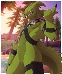 anthro dragon green_skin hybrid_(fortnite) le0_wolf lizard male nude solo