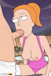 breasts hetero 1boy penis nipples fellatio oral uncensored clothing_aside orange_hair outdoors night ponytail pussy sky onsen clothes_pull star_(sky) thighhighs one-piece_swimsuit swimsuit_aside starry_sky medium_breasts swimsuit sex solo_focus breasts_out night_sky half-closed_eyes vaginal white_thighhighs water testicles underwear pants rule34lab hi_res ai_generated adult_swim rick_and_morty summer_smith 1girls female 1boy1girl blowjob vaginal_sex vaginal_penetration