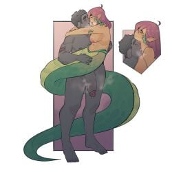 absurd_res after_kiss apode aroused big_penis bodily_fluids breasts bridal_carry carrying_another carrying_partner draconcopode dripping drooling european_mythology fantasy feeling female genital_fluids genitals hi_res hug hugging_another kissing lamia legless licking licking_another male male/female mythology nipples nude olive_(potaroe) orc passionate penis potaroe precum precum_drip reptile romantic romantic_couple saliva scalie serpentine snake split_form steam tongue
