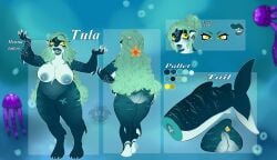 aquatic commission cute_girl furry furry_female furry_only golden_eyes hair_bun large_areolae large_breasts nude nude_female oc painted_background plump_lips plus_size reference_sheet shark shark_tail sharp_teeth teal_hair two-tone_skin whale whale_girl whale_shark wide_hips