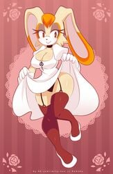 anthro black_panties female female_only fur mammal panties rabbit re-sublimity-kun resuku skirt_lift solo sonic_(series) stockings vanilla_the_rabbit