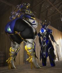 3d big_ass big_breasts breasts bubble_butt cleavage cow_print female frost_(warframe) huge_ass huge_breasts mesa_(warframe) pregnant qzk_forte ready_to_pop tagme thick_thighs warframe wide_hips