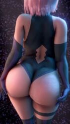 1girls 3d 3d_(artwork) abeclndar72 armwear ass_focus back_view big_ass edo_aki_72 elbow_gloves fate/grand_order fate_(series) female female_focus female_only highres honey_select leotard light-skinned_female light_skin mash_kyrielight pink_hair round_ass short_hair solo solo_female solo_focus