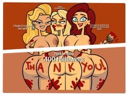 3girls big_ass big_breasts crossover disventure_camp disventure_camp:_carnival_of_chaos female_only follower_celebration kelly_(tdi) lynda_(disventure_camp) lynda_anderson milf monica_peterson multiple_girls odd_nation_cartoons older_female peckottd09 reality_resort red_paint the_ridonculous_race total_drama_(series) total_drama_island
