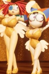 2girls ai_generated alternate_breast_size body_control dancing female female_only multiple_girls pomni_(dancer_outfit) pomni_(the_amazing_digital_circus) ragatha_(dancer_outfit) ragatha_(the_amazing_digital_circus) tagme the_amazing_digital_circus