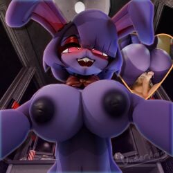 3d after_sex after_vaginal anthro ass big_breasts blender bonfie bonfie_(cryptia) bonfie_(cryptiacurves) bonnie_(cally3d) bonnie_(fnaf) brown_body cowgirl_position cum cum_on_penis five_nights_at_freddy's fnaf1_location fredina's_nightclub human human_on_anthro nipples purple_nipples robot straight thick thick_ass thick_thighs voluptuous