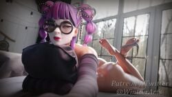 1female 1girls 2026 3d armwear ass bed bedroom brown_eyes epic_games eyewear facepaint female female_only festival_lace_(fortnite) fortnite fortnite:_battle_royale glasses hair_ornament lace_(fortnite) laying_on_bed laying_on_stomach leg_tattoo looking_at_viewer makeup multicolored_hair naked naked_female nude nude_female on_bed panties panties_around_one_leg presenting selfie shiny_skin solo solo_female tattoo tattoo_on_leg twintails twintails_(hairstyle) wintterarts