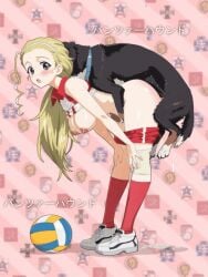 1girls animated athletic athletic_female big_breasts blonde_hair blush blushing canine canine_on_human domestic_dog eyeliner female female_human/male_feral female_on_feral feral feral_on_female feral_on_human feral_penetrating feral_penetrating_human gif girls_und_panzer hanging_breasts human_female human_on_feral human_penetrated large_breasts looking_at_viewer pale-skinned_female pale_skin pantsu_ahaundo sasaki_akebi sportswear standing standing_sex swinging_breasts uniform volleyball wet zoophilia