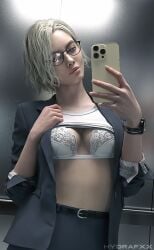 1girls 3d 3d_(artwork) 3d_model biohazard blonde-haired_female blonde_female blonde_hair blonde_hair_female bra breasts capcom curly_hair elevator fbi fbi_agent fbi_badge female female_only fully_clothed glasses grace_ashcroft grace_ashcroft_(fbi_outfit) grace_ashcroft_(julia_pratt) hydrafxx id_card looking_at_phone looking_at_viewer office office_clothing office_lady panties phone resident_evil resident_evil_9:_requiem shirt_lift shirt_up short_hair skirt skirt_lift skirt_up smartphone solo_female tagme teasing teasing_viewer wavy_hair white_bra white_panties