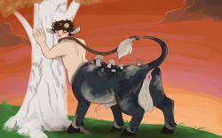 16:10 anatomically_correct animal_genitalia anus aspeneyeswatching ass balls big_balls bodily_fluids bovid bovid_taur bovine bovine_taur cattle cattle_taur elemental_creature fungi_fauna fungus fur genital_fluids genitals grey_body grey_fur hi_res hooves looking_at_viewer male mammal mammal_taur microsoft minecraft mojang mooshroom mushroom precum presenting presenting_hindquarters rope sheath solo standing taur widescreen xbox_game_studios