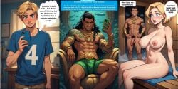 1boy 1girls ai_generated black_hair blonde_hair blue_eyes cheating cheating_mother cheating_wife cum dark-skinned_male dark_skin fantastic_four franklin_richards heroine_in_trouble interracial invisible_woman large_cock marvel marvel_comics milf mr._fantastic namor namor_mckenzie_(sub-mariner) nude nude_breasts nude_woman reed_richards sauna seduction sue_richards sue_storm