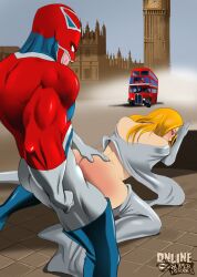 all_fours blonde_hair bottomless brian_braddock captain_britain emma_frost marvel marvel_comics online_superheroes white_queen x-men