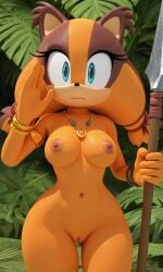 3d 3d_(artwork) ai_generated naked naked_female nipples nude pussy sega sonic_(series) sonic_boom sonic_the_hedgehog_(series) spear sticks_the_badger
