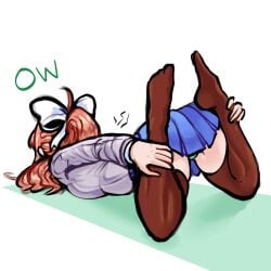 ass_up doki_doki_literature_club feet monika_(doki_doki_literature_club) on_knees ow panties_under_skirt pinup school_uniform spicytown stockings upskirt yoga yoga_pose_meme_2026