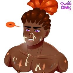 bara bara_tiddies bara_tits big_breasts big_muscles big_nipples bite_mark brazilian cum cum_on_body cum_on_face cumming cute_face dark-skinned_male dark_skin edam_souza edinorex embarrassed embarrassed_expression fanart fat_tits gay gay_male muscular_male nipples pecs pectorals purple_eyes quartz_devils sexy_body sexy_male tiktok yaoi