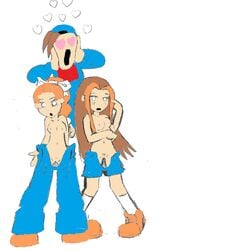 1boy 2girls ann_(harvest_moon) harvest_moon jack_(harvest_moon) karen_(harvest_moon) tagme undressing