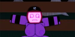 1female 3d breasts cap female forsaken_(roblox) gloves kairo1482280 nipples no_shirt nude outdoors pink_eyes pussy roblox roblox_game robloxian robot robot_girl tagme thighs tv tv_head tv_screen veeronica