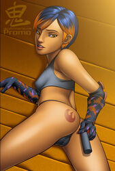 1girls ass breasts brown_eyes brown_hair cameltoe clothed clothing colored_hair female female_focus female_only gloves highres mandalorian nipples oni_(artist) open_mouth panties revealing_clothes sabine_wren short_hair small_breasts solo spread_legs star_wars star_wars_rebels tattoo two_tone_hair underwear