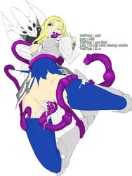 2014 blonde_hair blue_eyes breasts clothed_sex clothing cum cum_in_mouth cum_in_pussy cum_inside double_penetration female interspecies kumiko_(aleron) league_of_legends long_hair luxanna_crownguard monster oral penetration pussy rape restrained riot_games stomach_bulge tears tentacle torn_clothes vaginal_penetration vel'koz