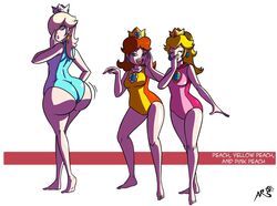 3girls alternate_ass_size ass ass_jiggle axel-rosered baby_got_back bare_arms bare_legs bare_shoulders barefoot big_ass big_butt blonde_hair blue_eyes brown_hair bubble_ass bubble_butt crown dat_ass embarrassed fat_ass female from_behind huge_ass human jiggling_ass large_ass leotard light-skinned_female light_skin looking_back mario_(series) mario_and_sonic_at_the_olympic_games multiple_girls nintendo princess_daisy princess_peach princess_rosalina signature sleeveless_leotard smelly_ass smile sniffable_ass standing swimsuit tagme thick_thighs trio wide_hips