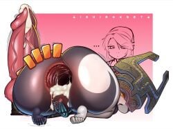 after_anal after_anal_masturbation aishirokbeta anal anal_sex anal_suggest big_ass big_butt bubble_ass bubble_butt female female_focus female_only gaping gaping_anus helmet huge_ass imp imp_midna large_ass large_butt masturbation midna orange_hair shortstack solo solo_female the_legend_of_zelda twilight_princess