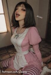 1boy 1girls ai_generated alice:_madness_returns alice_(madness_returns) alice_madness_returns big_ass breasts female female_on_cloth female_on_top female_orgasm goth goth_girl gothic gothic_girl happy inside large_breasts looking_at_viewer medium_ass medium_breasts nipples oiled open_mouth penis penis_in_pussy pussy pussy_juice saliva sweat sweet three_quarter_view tongue_out trees vagina wet zeeneee