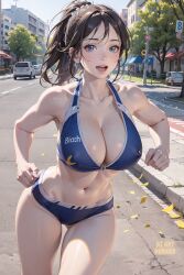 1girls 2023 ai_art_panwho ai_generated ai_hands big_breasts clothed_female curvaceous curvy_female curvy_figure female_focus female_only huge_breasts jogging looking_at_viewer original original_character solo_female solo_focus stable_diffusion voluptuous_female