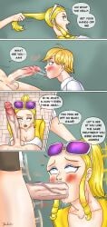 2futas 2girls adrien_agreste aged_up artist_name artist_signature bathroom blowjob breasts chloe_bourgeois disney dladiator dominant futa_on_futa futa_on_male futanari huge_breasts interrupted interrupted_blowjob interrupted_sex intersex male mammal marinette_dupain-cheng miraculous_ladybug revenge revenge_sex school tagme testicles