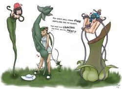 bound dendrophilia detailed_bulge discarded_clothing english_text female fucked_then_eaten game_freak gurglinggoodness human_prey imminent_vore implied_digestion interspecies lana_(pokemon) lillie_(pokemon) mallow_(pokemon) masturbation monster monster_on_female nintendo oral oral_penetration pitcher_plant plant_pred plant_sex plant_vore pokemon pokemon_sm pussy selene_(pokemon) tentacle tentacle_sex text tight_fit vaginal_penetration vines vore willing_prey