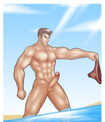 beach black_hair black_hair_bottom brown_hair brown_hair_on_black_hair brown_hair_top domination gay jayce_talis league_of_legends light_hair_on_dark_hair male male_only solo tagme