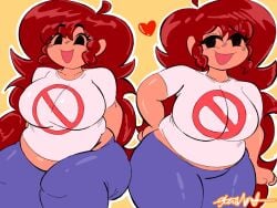 1girls artist_request auburn_hair bbw big_belly big_breasts breasts chubby chubby_female fat fat_female female fnf friday_night_funkin girlfriend_(friday_night_funkin) thick_thighs